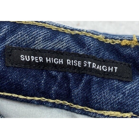 Free Assembly Jeans Women's Size 2 Blue Super High Rise Straight Distressed Torn - Picture 13 of 16